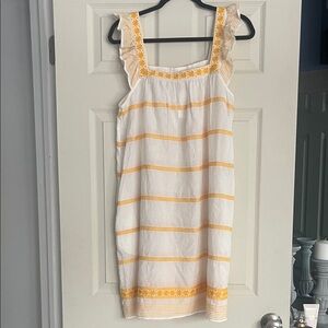 Tory Burch White and Yellow Striped Dress